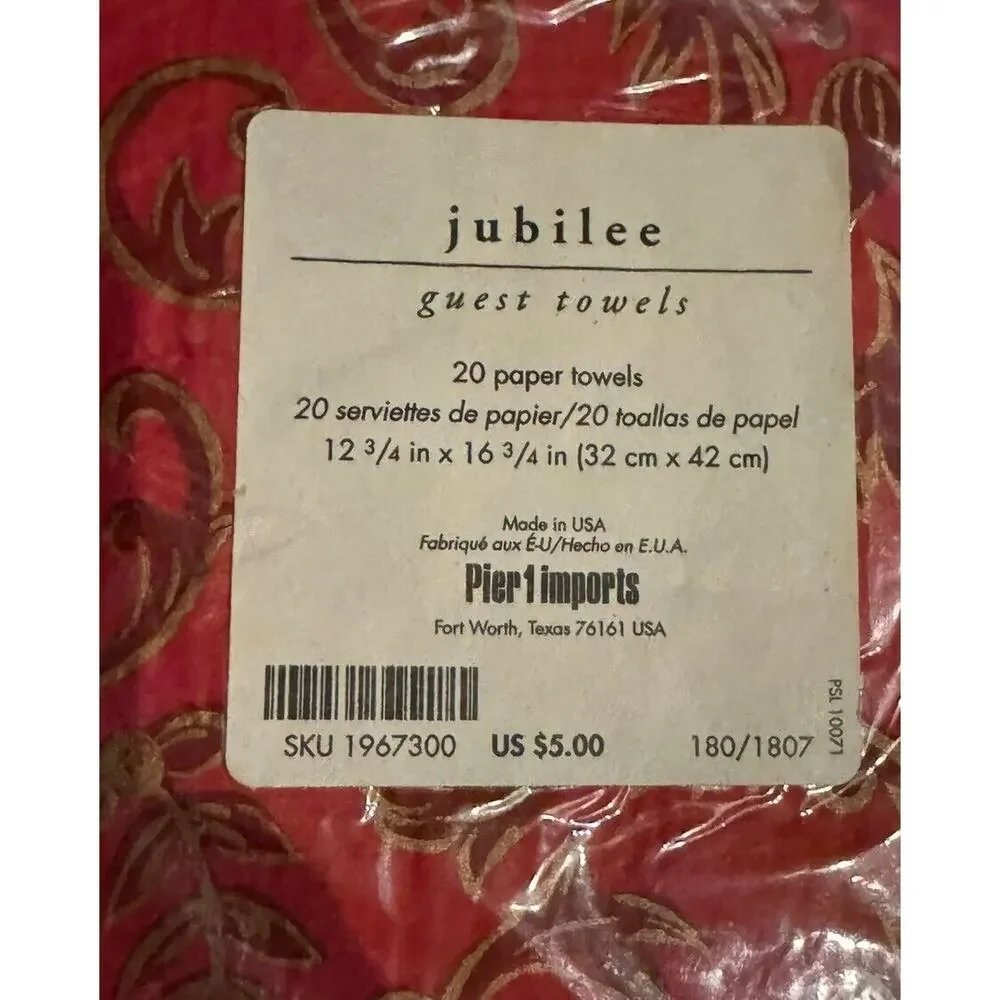 Pier 1 Imports Jubilee Guest Towels Paper Napkins (20 Sealed, 12 Unsealed) Party